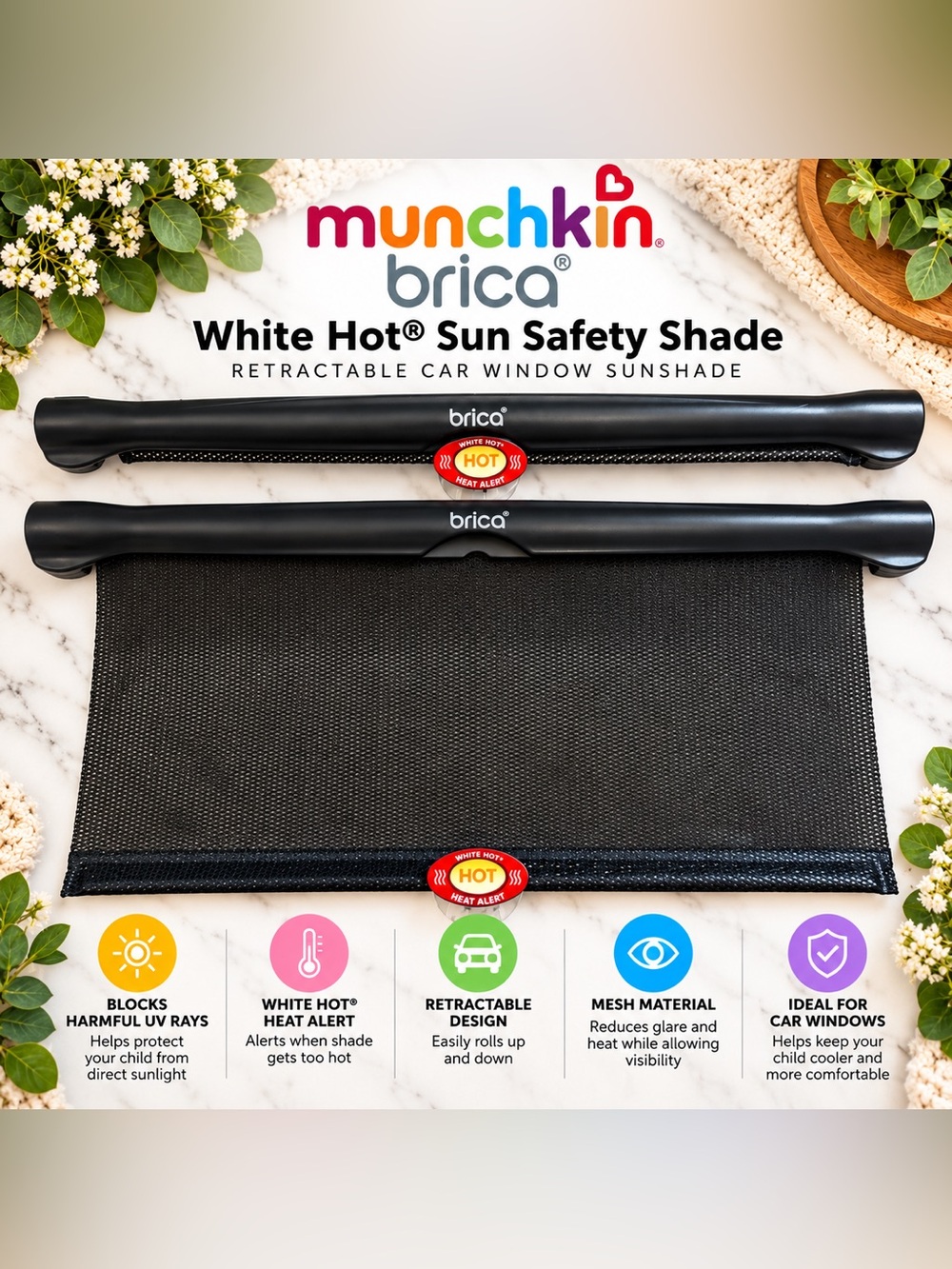Munchkin Brica Black Retractable Sun Safety Shade